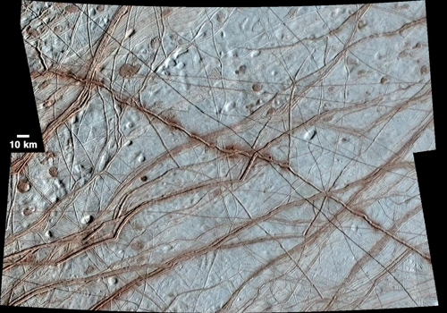갈릴레오호가 포착한 유로파 표면[NASA/JPL-Caltech/애리조나대학 제공