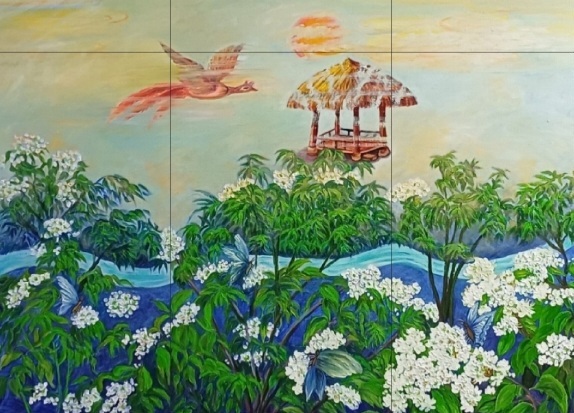 ▲ ▸봉황이 날아드는 섬=98.3×73.0㎝, Oil on Canvas 2023.